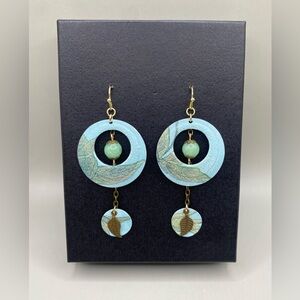 💙🌿Leafy Mint Quartz Chain Earrings